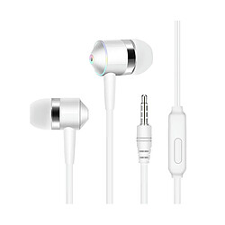 LUUCOZK Écouteurs intra-auriculaires universels avec prise 3,5 mm pour musique et basses Casques de sport avec micro - Blanc