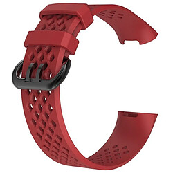 Shot Bracelet Sport pour FITBIT Charge 4 Taille L 105-133mm Grand Poignet Silicone (ROUGE)