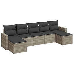 vidaXL Salon de jardin avec coussins 7 pcs gris clair résine tressée