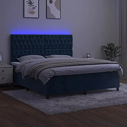 Avis vidaXL Sommier à lattes de lit matelas et LED Bleu foncé 160x200 cm