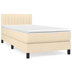 Maison Chic Lit Adulte - Lit simple Lit à sommier tapissier avec matelas moelleux - Meuble de Chambre - Crème 100x200 cm Tissu -MN68399