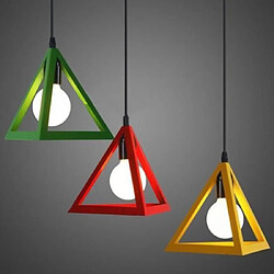 Stoex Vert Lustre suspension industrielle cage forme triangulaire fer abat-jour luminaire pour salon salle à Manger suisine bar