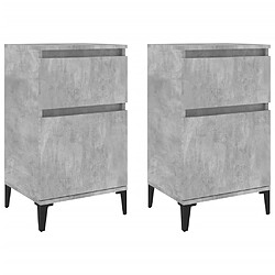 vidaXL Tables de chevet 2 pcs gris béton 40x35x70 cm