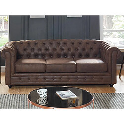 Vente-Unique Canapé 3 places CHESTERFIELD en microfibre aspect cuir vieilli 