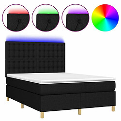 Sommier à lattes,Cadre à lattes de lit et matelas et LED pour Adulte Noir 140x190 cm Tissu -MN20458