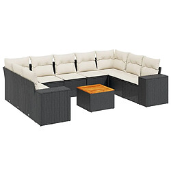 Maison Chic Salon de jardin 10 pcs avec coussins, Ensemble Tables et chaises d'extérieur noir résine tressée -GKD866136