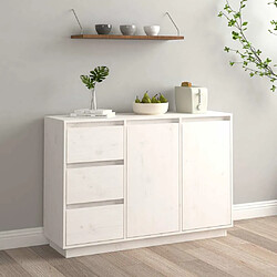 Maison Chic Buffet,Meuble de Rangement,commode pour salon,Cuisine Blanc 111x34x75 cm Bois massif de pin -MN26397