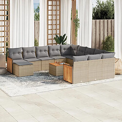 Maison Chic Salon de jardin avec coussins 13 pcs | Ensemble de Table et chaises | Mobilier d'Extérieur beige résine tressée -GKD35026