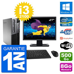 PC Lenovo M81 SFF Ecran 27" Intel i3-2100 RAM 8Go Disque 500Go Windows 10 Wifi - Occasion