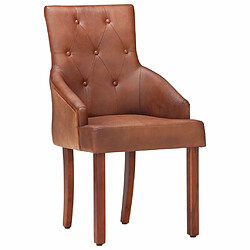 Maison Chic Lot de 2 Chaises à manger,Chaise pour cuisine,Solide Structure marron cuir de chèvre véritable -MN82416