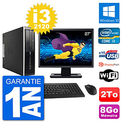 PC HP 8300 SFF Ecran 27" Intel i3-2120 RAM 8Go Disque Dur 2To Windows 10 Wifi - Occasion