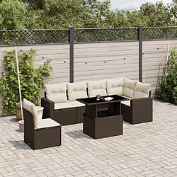 vidaXL Salon de jardin avec coussins 7 pcs marron résine tressée 