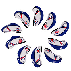 10pcs tête de golf couvre tête couvre fer protéger union jack beige + bleu foncé manchon de couverture de club de golf