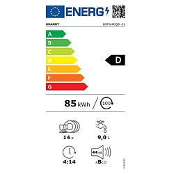 Lave-vaisselle 60cm 14 couverts 44db tout intégrable - BDFI44DQB - BRANDT