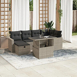 vidaXL Salon de jardin avec coussins 7 pcs gris clair résine tressée 