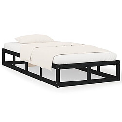 vidaXL Cadre de lit Noir 90x190 cm Simple Bois massif