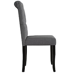 Acheter Decoshop26 Lot de 2 chaises de salle à manger cuisine dossier capitonné en tissu gris foncé CDS020532