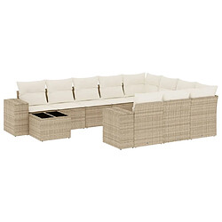 Maison Chic Salon de jardin 11 pcs avec coussins, Ensemble Tables et chaises d'extérieur beige résine tressée -GKD621865