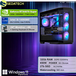 Sedatech Pack PC Gamer V360 • Intel i9-14900KF • RTX4070 Super • 32Go DDR5 • 2To SSD M.2 • Windows 11 • Moniteur 28"