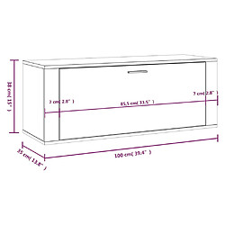 vidaXL Armoire à chaussures murale Gris béton 100x35x38 cm pas cher