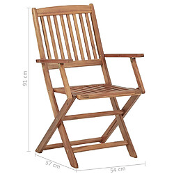 vidaXL Chaises pliables de jardin lot de 2 avec coussins Bois d'acacia pas cher