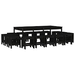 vidaXL Ensemble à manger de jardin 17 pcs noir bois massif de pin