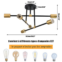 Stoex Luminaire Plafonnier Intérieur Plafonnier Moderne Lampe de Plafond Rétro Vintage Noir, 6 Lumières Pour Cuisine Couloir Chambre Salon pas cher