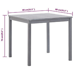 Acheter vidaXL Table de jardin Gris 80x80x74 cm Bois d'acacia massif