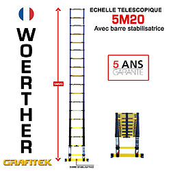 Echelle télescopique Woerther 5m20 - Gamme Grafitek - Qualité supérieur - Garantie 5 ans