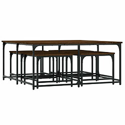 Maison Chic Ensemble de 5 Tables basses gigognes,Table Console pour salon chêne marron bois d'ingénierie -MN78915 pas cher