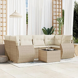 Maison Chic Salon de jardin avec coussins 7 pcs | Ensemble de Table et chaises | Mobilier d'Extérieur beige résine tressée -GKD45343