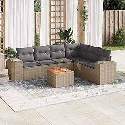 vidaXL Salon de jardin avec coussins 7 pcs beige résine tressée 