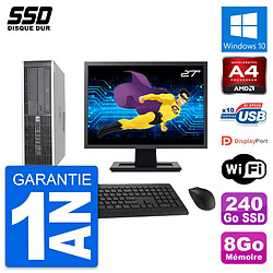 PC HP 6305 Pro SFF Ecran 27" AMD A4-5300B RAM 8Go SSD 240Go Windows 10 Wifi - Occasion