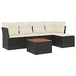 vidaXL Salon de jardin 6 pcs avec coussins noir résine tressée