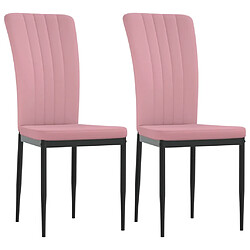 Maison Chic Lot de 2 Chaises à manger,Chaise pour cuisine,Solide Structure Rose Velours -MN70227