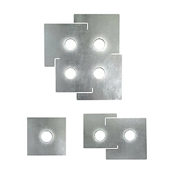 Luminaire Center Plafonnier SQUARE blanc 2 ampoules, abat jour feuille d'argent