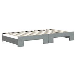 Maison Chic Lit d'appoint avec gigogne et matelas | Lit de jour | Lit de repos gris clair 100x200 cm tissu -GKD36268 pas cher