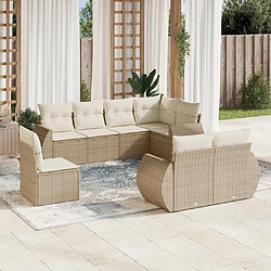 Maison Chic Salon de jardin avec coussins 8 pcs | Ensemble de Table et chaises | Mobilier d'Extérieur beige résine tressée -GKD67500