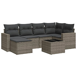 vidaXL Salon de jardin avec coussins 7 pcs gris résine tressée