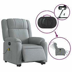 Maison Chic Fauteuil Relax pour salon, Fauteuil inclinable de massage électrique Gris clair Tissu -GKD68452 pas cher