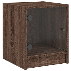 Maison Chic Table de chevet avec porte en verre, Table de Nuit chêne marron 35x37x42 cm