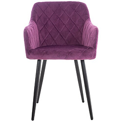 Decoshop26 Lot de 2 chaises de salle à manger style retro chic tissu violet et pieds en métal noir 10_0001562