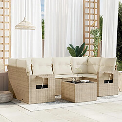 vidaXL Salon de jardin avec coussins 7 pcs beige résine tressée 