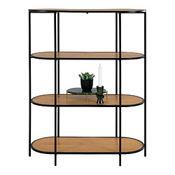 Avis House Nordic Étagère aspect chêne ovale à 4 étage avec cadre noir 85 x 36 x 111 cm