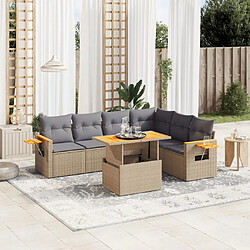 vidaXL Salon de jardin avec coussins 7 pcs beige résine tressée