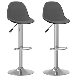 vidaXL Tabourets de bar lot de 2 gris foncé tissu