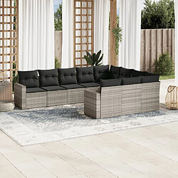 vidaXL Salon de jardin avec coussins 10 pcs gris clair résine tressée 