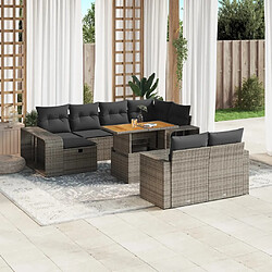 vidaXL Salon de jardin 11 pcs avec coussins gris résine tressée 