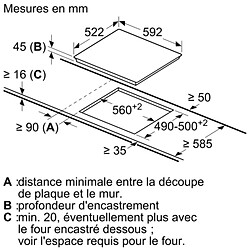 Table de cuisson vitrocéramique 60cm 4 feux 6600w noir - ET61RBEB8E - SIEMENS pas cher