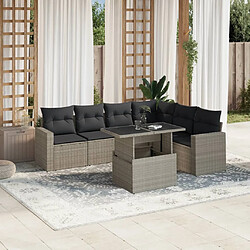 vidaXL Salon de jardin avec coussins 7 pcs gris clair résine tressée 